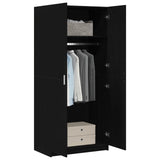 Wardrobe with Door Black Oak 80 x 50,5 x 180 cm Engineered Wood - Side View