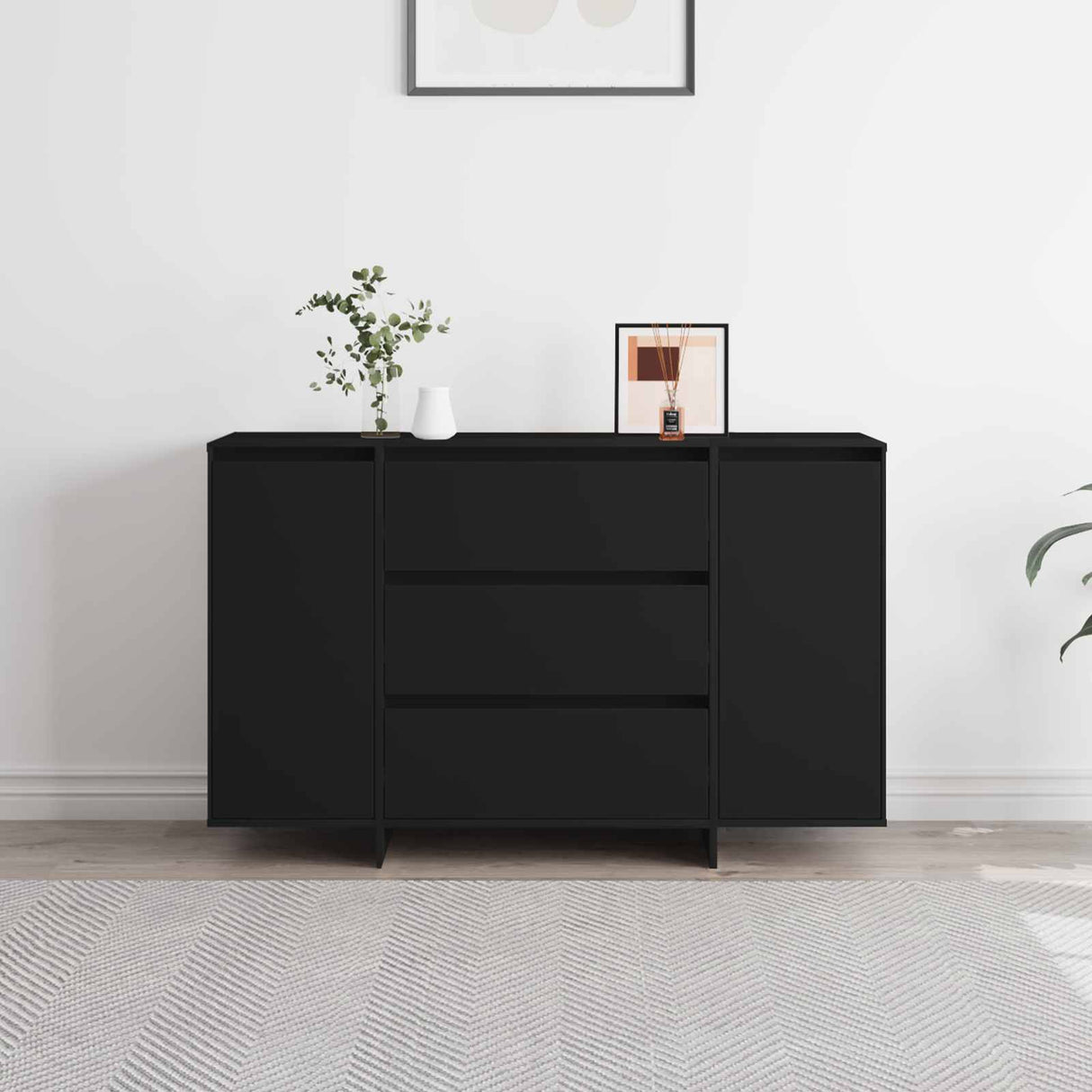 Sideboard with Drawer Black 120 x 41 x 75 cm Engineered Wood