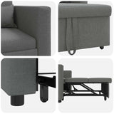 Single Sofa Bed Reclining Dark grey 90 x 165 x 87 cm Fabric - Low Angle