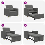 Pull out Sofa Bed Single Dark grey 90 x 165 x 87 cm Fabric - Extra Image