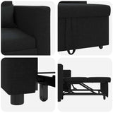 Single Sofa Bed Reclining Black 90 x 165 x 87 cm Fabric - Low Angle