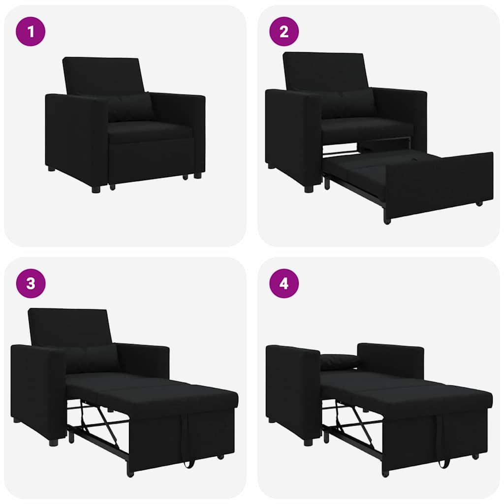 Single Sofa Bed Reclining Black 90 x 165 x 87 cm Fabric