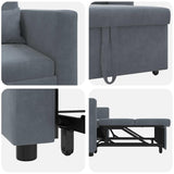 Single Sofa Bed Reclining Dark grey 90 x 165 x 87 cm Velvet - Low Angle