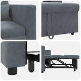 Pull out Sofa Bed Single with Wheels Dark grey Velvet - Rear View