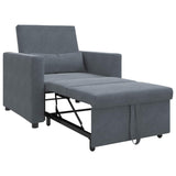 Pull out Sofa Bed Single with Wheels Dark grey Velvet - Front View