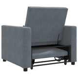 Pull out Sofa Bed Single with Wheels Dark grey Velvet - 45-Degree Angle