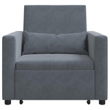 Pull out Sofa Bed Single with Wheels Dark grey Velvet