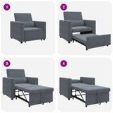 Pull out Sofa Bed Single with Wheels Dark grey Velvet - Close-Up Angle