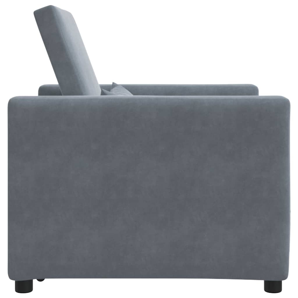 Single Sofa Bed Reclining Dark grey 90 x 165 x 87 cm Velvet