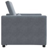 Single Sofa Bed Reclining Dark grey 90 x 165 x 87 cm Velvet - Rear View