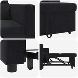 Single Sofa Bed Reclining Black 90 x 165 x 87 cm Velvet - Low Angle