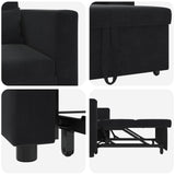 Pull out Sofa Bed Single with Wheels Black Velvet