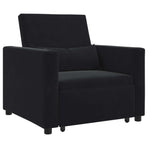 Pull out Sofa Bed Single with Wheels Black Velvet