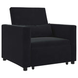 Pull out Sofa Bed Single with Wheels Black Velvet