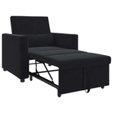 Pull out Sofa Bed Single with Wheels Black Velvet