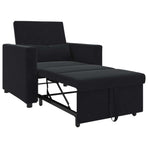 Pull out Sofa Bed Single with Wheels Black Velvet