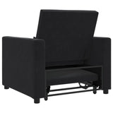 Pull out Sofa Bed Single with Wheels Black Velvet - 45-Degree Angle