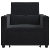 Single Sofa Bed Reclining Black 90 x 165 x 87 cm Velvet - 45-Degree Angle