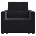 Pull out Sofa Bed Single with Wheels Black Velvet