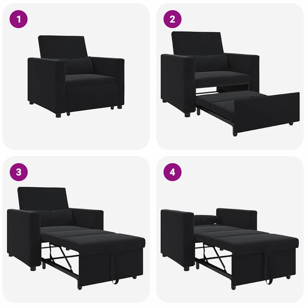 Single Sofa Bed Reclining Black 90 x 165 x 87 cm Velvet
