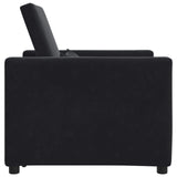 Pull out Sofa Bed Single with Wheels Black Velvet - Top-Down View