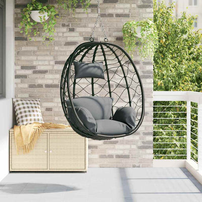 Hanging Egg Chair Poly Rattan 91 x 54.5 x 107 cm Anthracite
