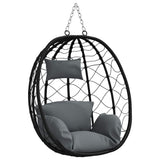 Hanging Egg Chair Anthracite 91.5 x 54.5 x 107 cm Poly Rattan - Front View