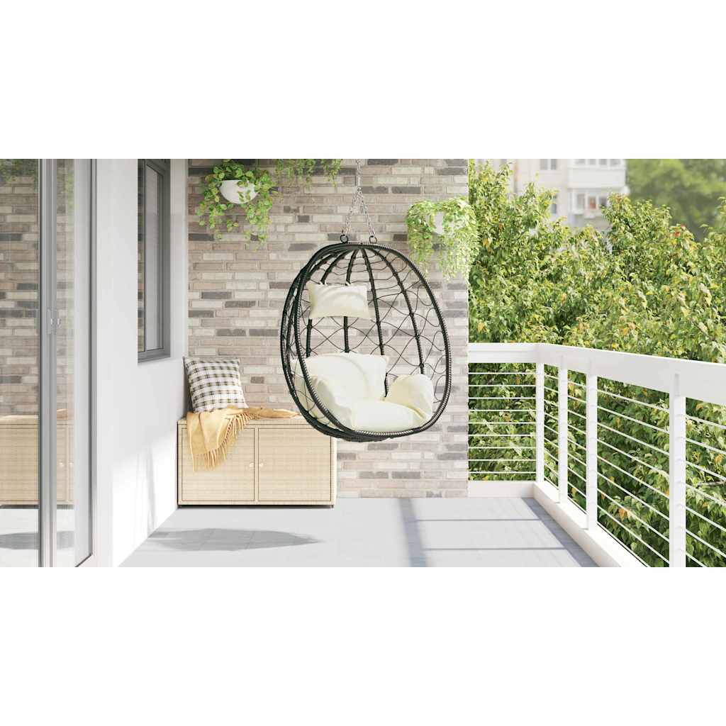 Hanging Egg Chair Cream white 91.5 x 54.5 x 107 cm Poly Rattan