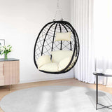 Hanging Egg Chair Cream white 91.5 x 54.5 x 107 cm Poly Rattan - Side View