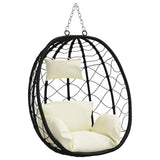 Hanging Egg Chair Cream white 91.5 x 54.5 x 107 cm Poly Rattan - Front View