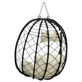 Hanging Egg Chair Cream white 91.5 x 54.5 x 107 cm Poly Rattan - Close-Up Angle
