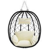 Hanging Egg Chair Cream white 91.5 x 54.5 x 107 cm Poly Rattan - 45-Degree Angle