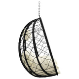 Hanging Egg Chair Cream white 91.5 x 54.5 x 107 cm Poly Rattan - Rear View