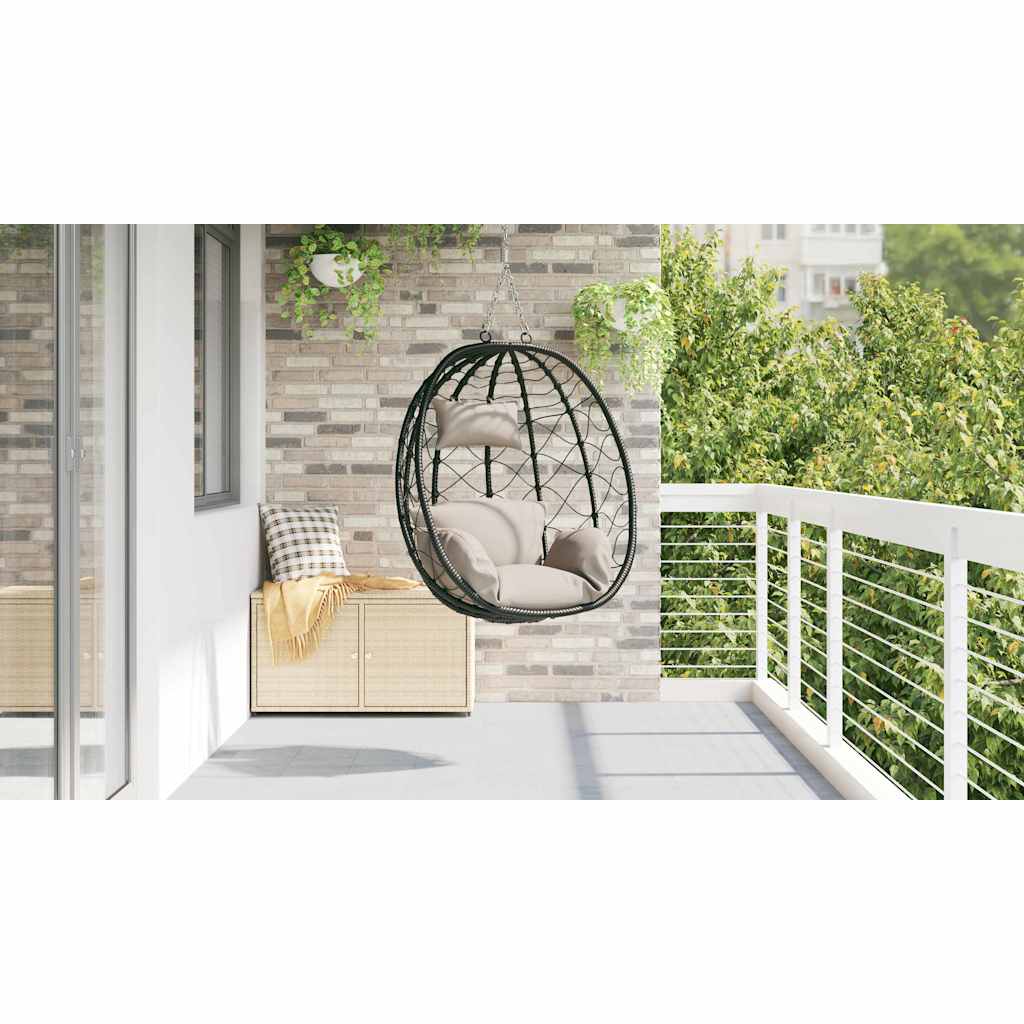 Hanging Egg Chair Manual Taupe 91.5 x 54.5 x 107 cm Poly Rattan