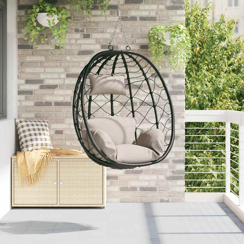 Hanging Egg Chair Manual Taupe 91.5 x 54.5 x 107 cm Poly Rattan