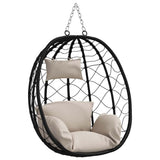 Hanging Egg Chair Manual Taupe 91.5 x 54.5 x 107 cm Poly Rattan