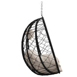 Hanging Egg Chair Manual Taupe 91.5 x 54.5 x 107 cm Poly Rattan - Rear View