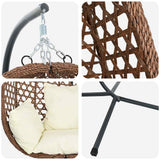 Hanging Egg Chair Light cream 104 x 100 x 191 cm Poly Rattan