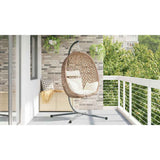 Hanging Egg Chair Light cream 104 x 100 x 191 cm Poly Rattan - Top-Down View