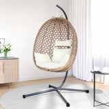 Hanging Egg Chair Light cream 104 x 100 x 191 cm Poly Rattan - Side View