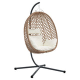 Hanging Egg Chair Light cream 104 x 100 x 191 cm Poly Rattan - Front View