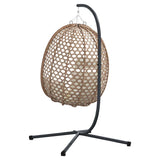 Hanging Egg Chair Light cream 104 x 100 x 191 cm Poly Rattan