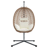 Hanging Egg Chair Light cream 104 x 100 x 191 cm Poly Rattan - 45-Degree Angle