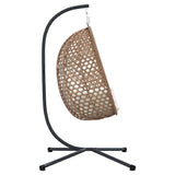 Hanging Egg Chair Light cream 104 x 100 x 191 cm Poly Rattan - Rear View