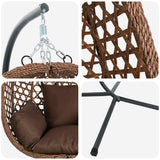 Hanging Egg Chair Folding Coffee 104 x 100 x 191 cm Poly Rattan - Low Angle