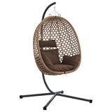 Hanging Egg Chair Folding Coffee 104 x 100 x 191 cm Poly Rattan - Front View