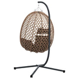 Hanging Egg Chair Folding Coffee 104 x 100 x 191 cm Poly Rattan - Close-Up Angle