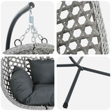 Hanging Egg Chair Manual Anthracite and grey 104 x 100 x 191 cm - Low Angle