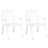 Garden Chair 2 pcs White 55 x 56.5 x 91cm Aluminium - Front View