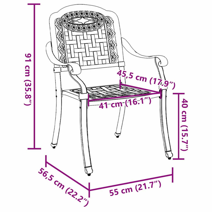 Garden Chair 2 pcs White Aluminium